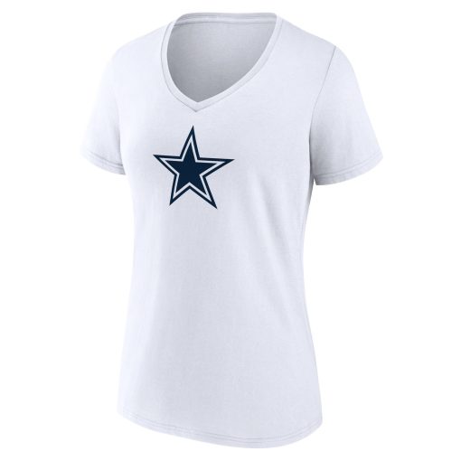 Dallas Cowboys Women’s Team Authentic Custom V-Neck T-Shirt – White - Image 2