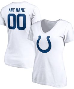 Indianapolis Colts Women’s Team Authentic Logo Personalized Name & Number V-Neck T-Shirt – White