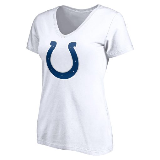Indianapolis Colts Women’s Team Authentic Logo Personalized Name & Number V-Neck T-Shirt – White - Image 2