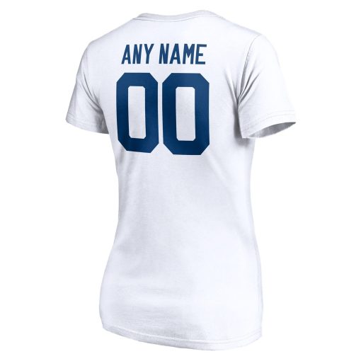 Indianapolis Colts Women’s Team Authentic Logo Personalized Name & Number V-Neck T-Shirt – White - Image 3
