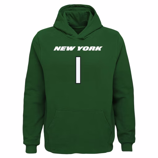Ahmad Sauce Gardner New York Jets Youth Mainliner Player Name & Number Pullover Hoodie – Green - Image 3