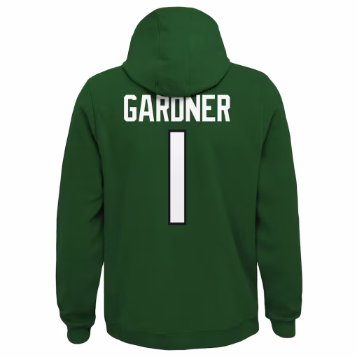 Ahmad Sauce Gardner New York Jets Youth Mainliner Player Name & Number Pullover Hoodie – Green - Image 2
