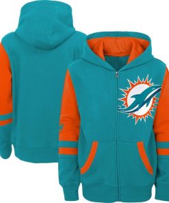 Miami Dolphins Youth Colorblock Full-Zip Hoodie – Aqua