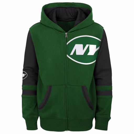 New York Jets Youth Stadium Color-Block Full-Zip Hoodie – Green - Image 3