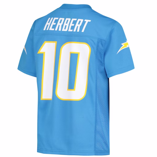 Justin Herbert Los Angeles Chargers Youth Replica Player Jersey – Powder Blue - Image 3