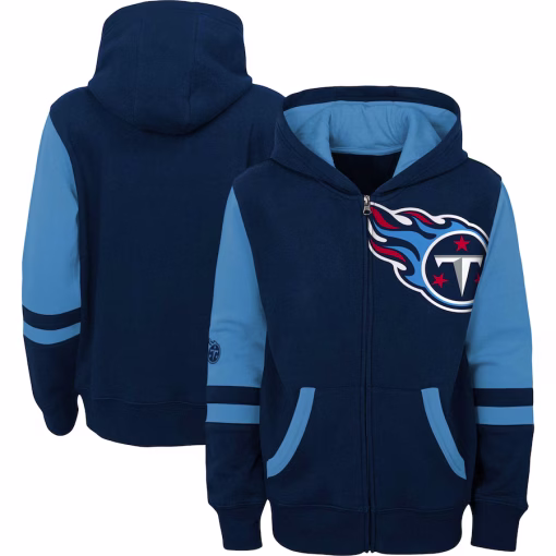 Tennessee Titans Youth Colorblock Full-Zip Hoodie – Navy