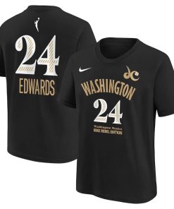 Aaliyah Edwards Washington Mystics Nike Youth Draft Rebel Edition Name & Number T-Shirt – Black