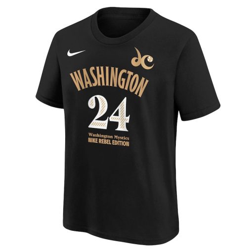 Aaliyah Edwards Washington Mystics Nike Youth Draft Rebel Edition Name & Number T-Shirt – Black - Image 2