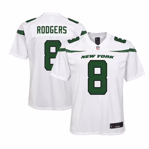 Aaron Rodgers New York Jets Nike Youth Game Jersey – White