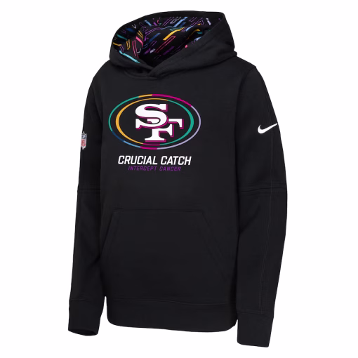 San Francisco 49ers Nike Youth 2024 NFL Crucial Catch Pullover Hoodie – Black - Image 2