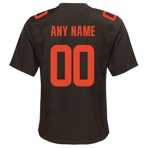 Cleveland Browns Nike Youth Alternate Custom Game Jersey – Brown - Image 3