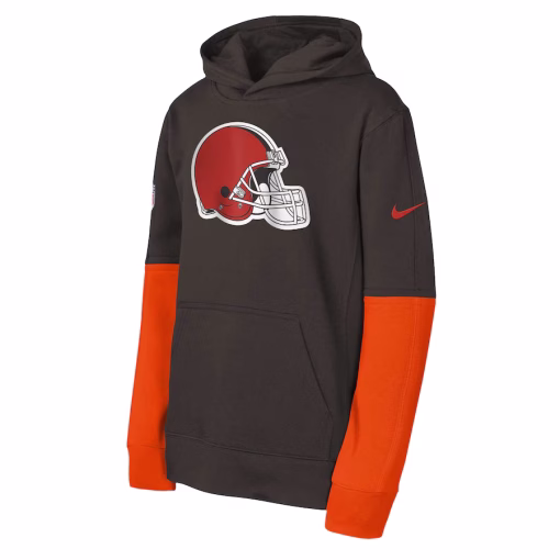 Cleveland Browns Nike Youth Club Pullover Hoodie – Brown - Image 2