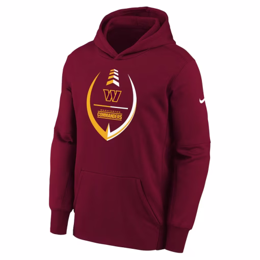 Washington Commanders Nike Youth Icon Performance Pullover Hoodie – Burgundy - Image 2