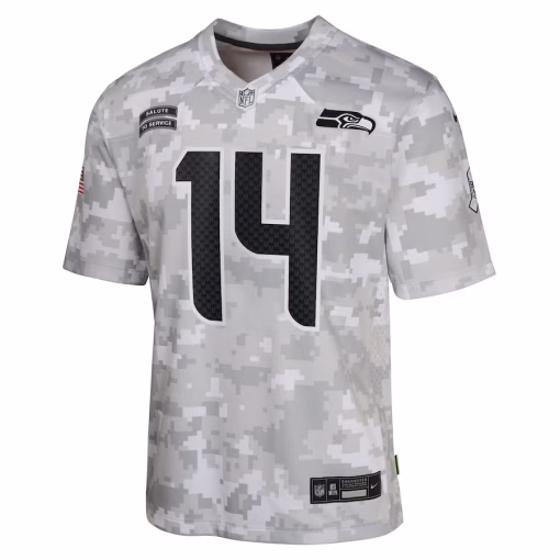 DK Metcalf Seattle Seahawks Nike Youth 2024 Salute to Service Game Jersey – Arctic Camo - Image 2