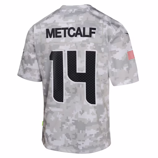 DK Metcalf Seattle Seahawks Nike Youth 2024 Salute to Service Game Jersey – Arctic Camo - Image 3