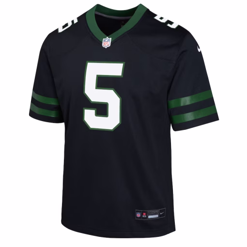 Garrett Wilson New York Jets Nike Youth Alternate Game Jersey – Legacy Black - Image 3