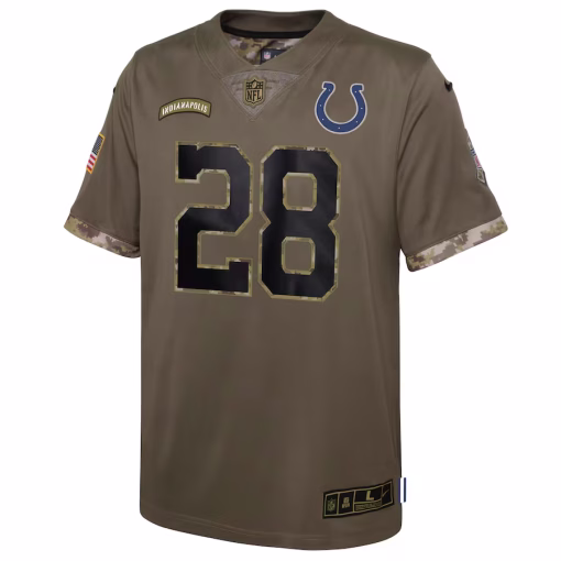 Jonathan Taylor Indianapolis Colts Nike Youth Salute To Service Player Limited Jersey – Olive - Image 3