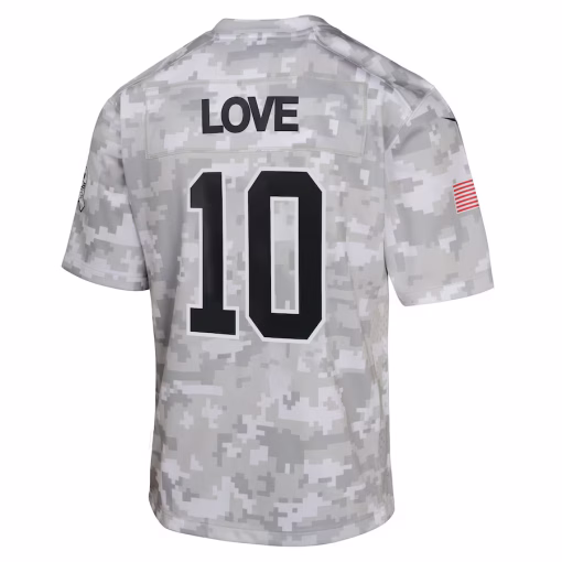 Youth Green Bay Packers Jordan Love Nike Arctic Camo 2024 Salute to Service Game Jersey - Image 3