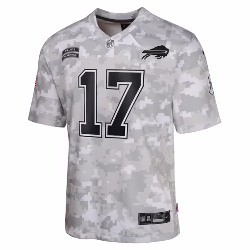 Josh Allen Buffalo Bills Nike Youth 2024 Salute to Service Game Jersey – Arctic Camo - Image 2