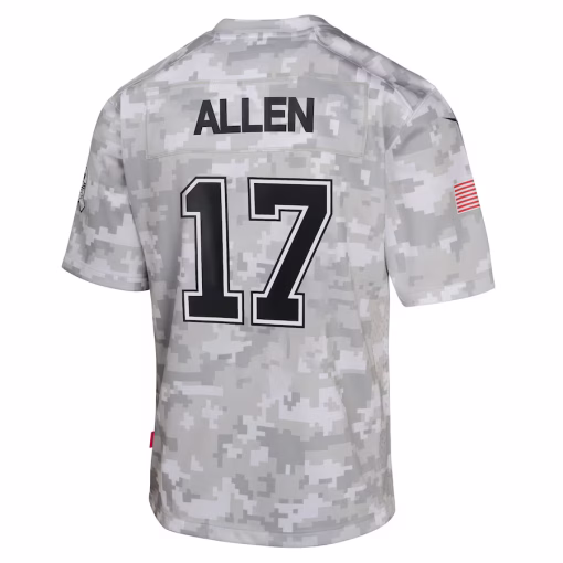 Josh Allen Buffalo Bills Nike Youth 2024 Salute to Service Game Jersey – Arctic Camo - Image 3
