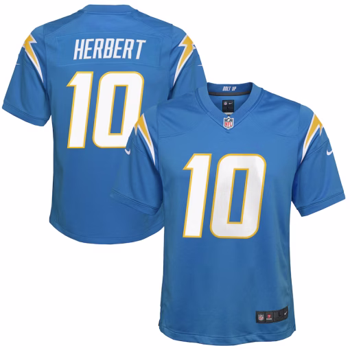 Justin Herbert Los Angeles Chargers Nike Youth Game Jersey – Powder Blue