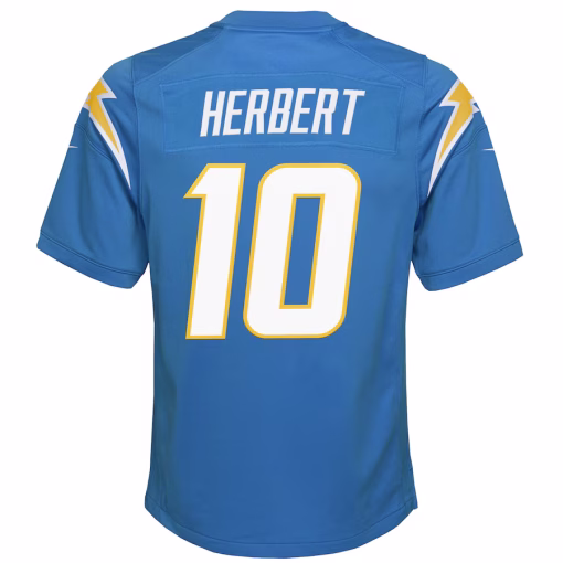 Justin Herbert Los Angeles Chargers Nike Youth Game Jersey – Powder Blue - Image 3