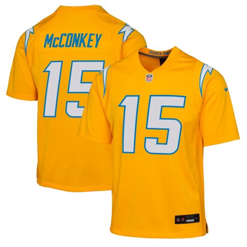 Ladd McConkey Los Angeles Chargers Nike Youth Alternate Charger Power Game Player Jersey – Gold