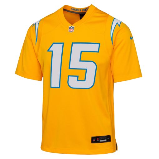 Ladd McConkey Los Angeles Chargers Nike Youth Alternate Charger Power Game Player Jersey – Gold - Image 2