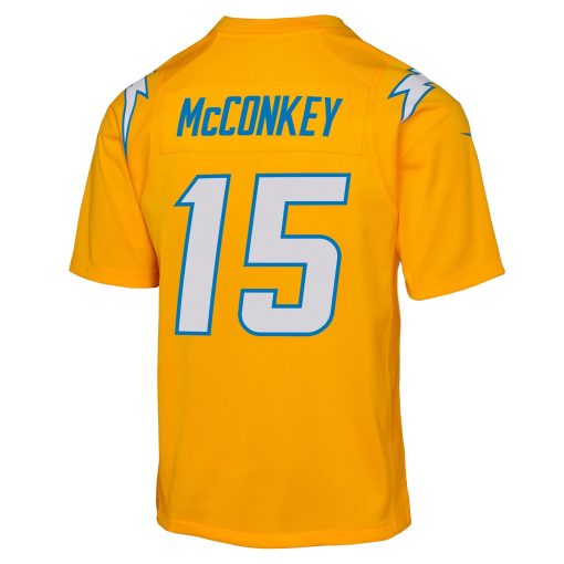 Ladd McConkey Los Angeles Chargers Nike Youth Alternate Charger Power Game Player Jersey – Gold - Image 3