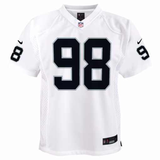 Maxx Crosby Las Vegas Raiders Nike Youth Player Game Jersey – White - Image 2