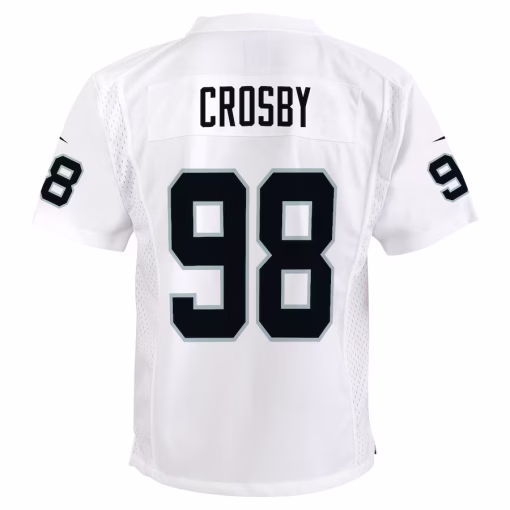 Maxx Crosby Las Vegas Raiders Nike Youth Player Game Jersey – White - Image 3