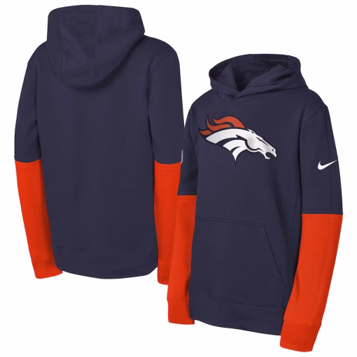 Denver Broncos Nike Youth Club Pullover Hoodie – Navy