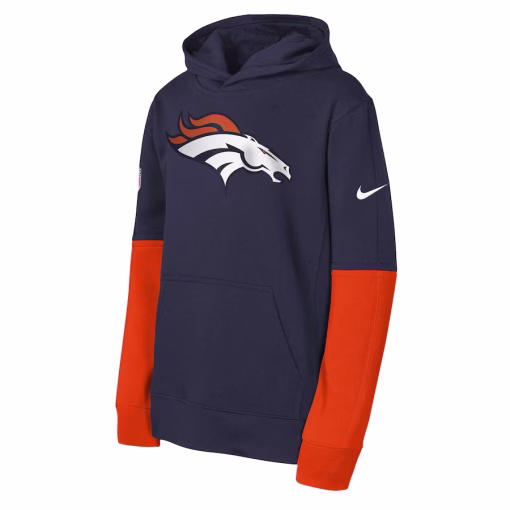 Denver Broncos Nike Youth Club Pullover Hoodie – Navy - Image 2