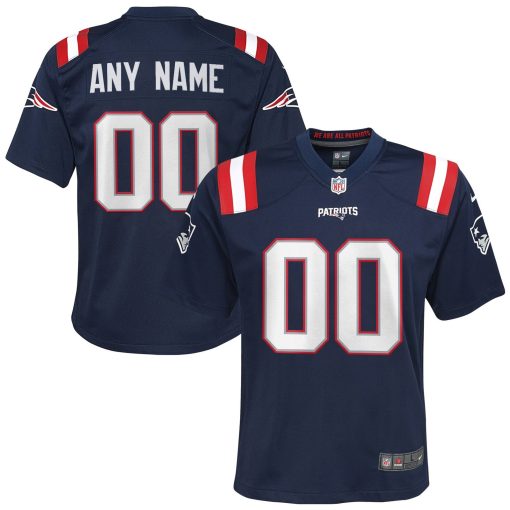 New England Patriots Nike Youth Custom Game Jersey – Navy