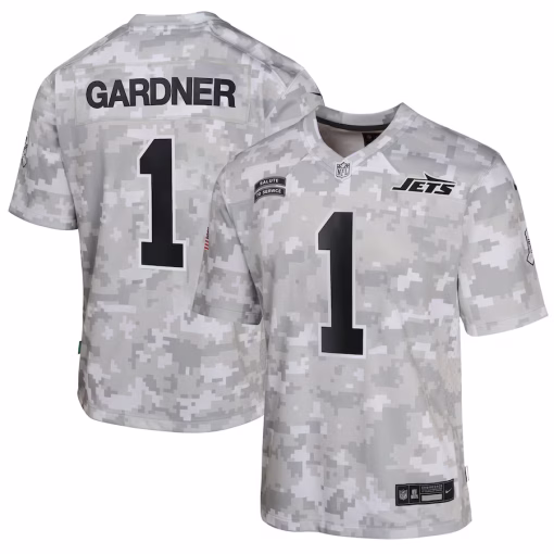 Sauce Gardner New York Jets Nike Youth 2024 Salute to Service Game Jersey – Arctic Camo