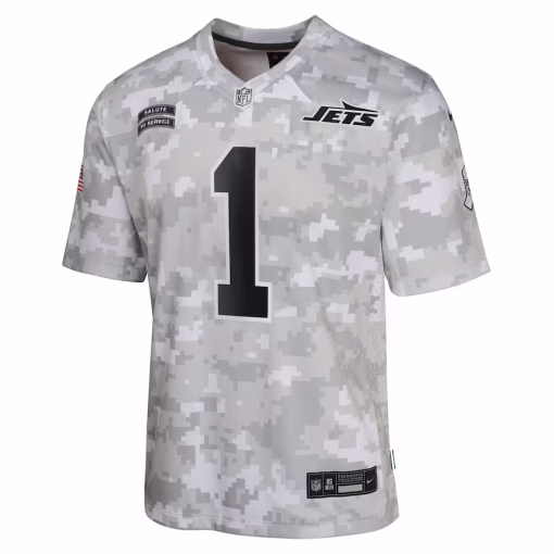 Sauce Gardner New York Jets Nike Youth 2024 Salute to Service Game Jersey – Arctic Camo - Image 3