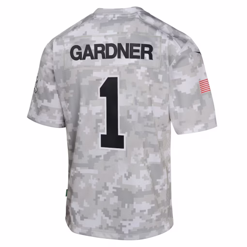 Sauce Gardner New York Jets Nike Youth 2024 Salute to Service Game Jersey – Arctic Camo - Image 2