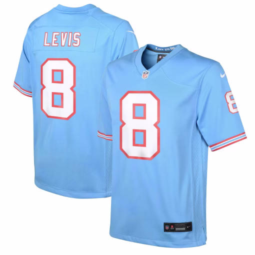 Will Levis Tennessee Titans Nike Youth Oilers Throwback ALT2 Player Game Jersey – Light Blue