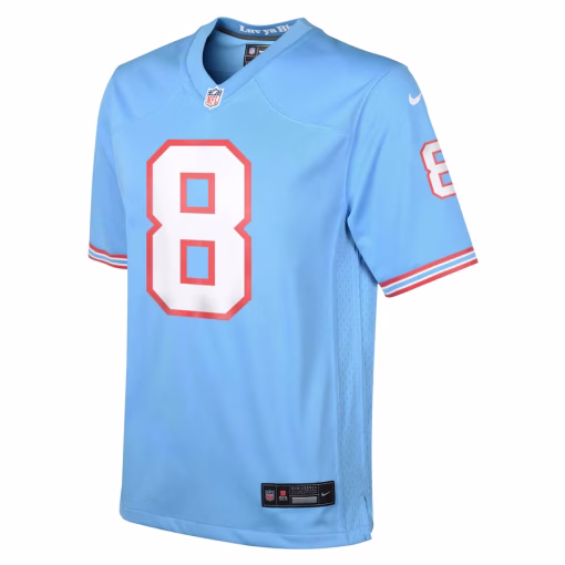 Will Levis Tennessee Titans Nike Youth Oilers Throwback ALT2 Player Game Jersey – Light Blue - Image 3