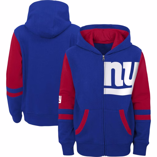 New York Giants Youth Colorblock Full-Zip Hoodie – Royal