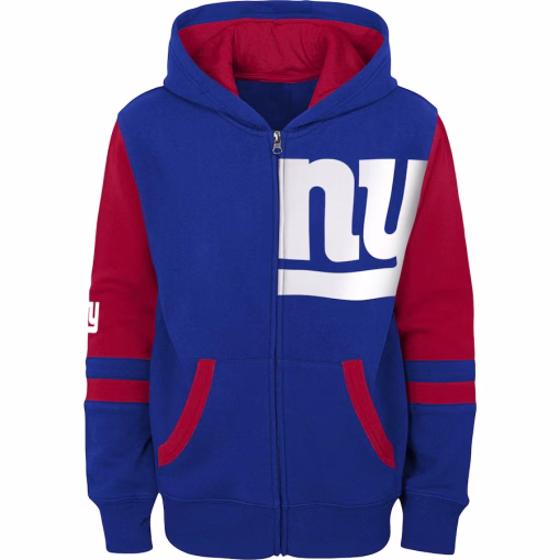 New York Giants Youth Colorblock Full-Zip Hoodie – Royal - Image 3